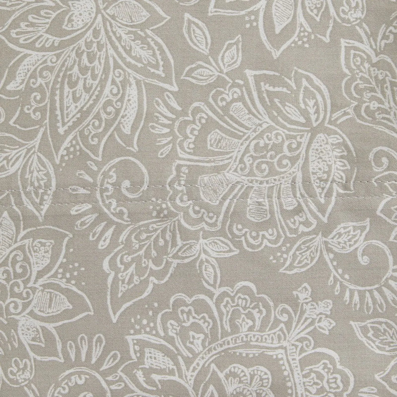300 TC 100% Cotton, Queen Bed Sheet Set, Grey Sketchy Jacobean - Puck's
