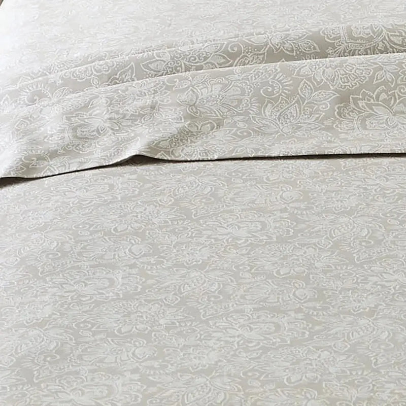 300 TC 100% Cotton, Queen Bed Sheet Set, Grey Sketchy Jacobean - Puck's