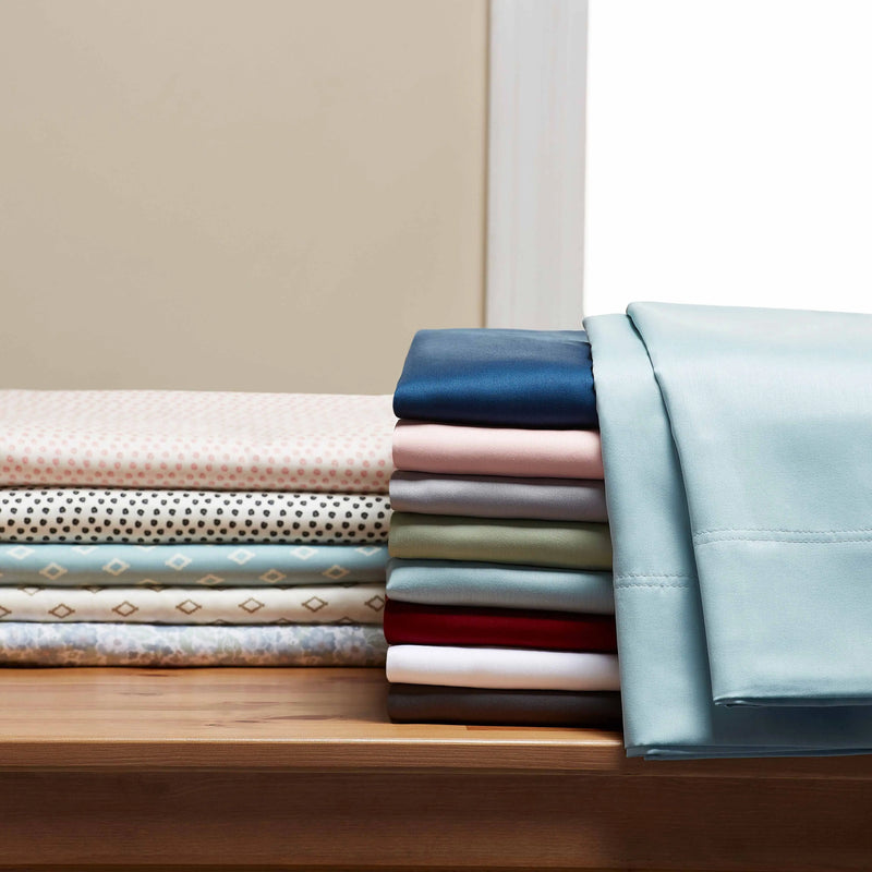 300 Thread Count Navy Cotton Sateen Bed Sheet Set, King - Puck's