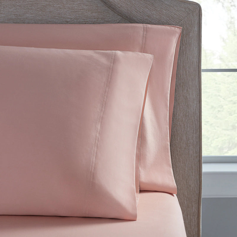 300 Thread Count Pink Cotton Sateen Bed Sheet Set, King - Puck's