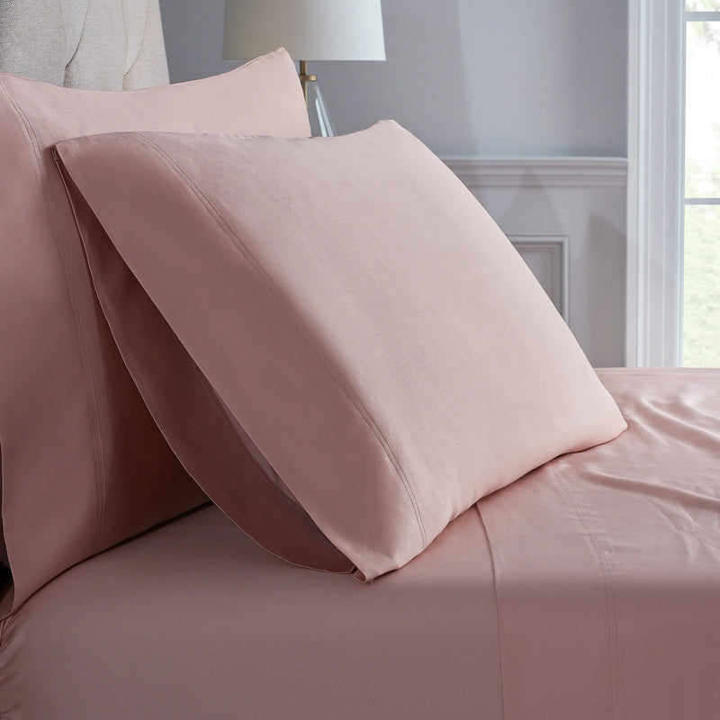 300 Thread Count Pink Cotton Sateen Bed Sheet Set, King - Puck's