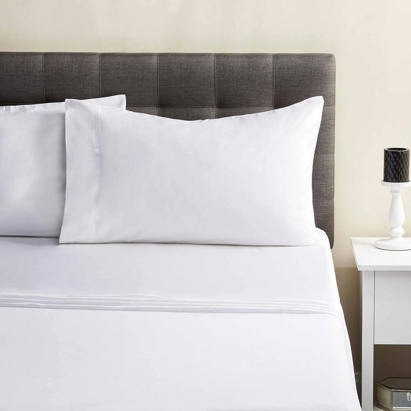 300 Thread Count White Cotton Sateen Bed Sheet Set, King - Puck's