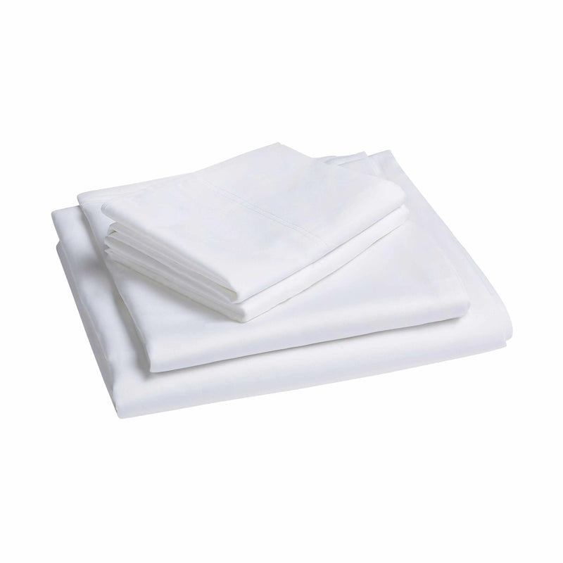 300 Thread Count White Cotton Sateen Bed Sheet Set, Twin - Puck's