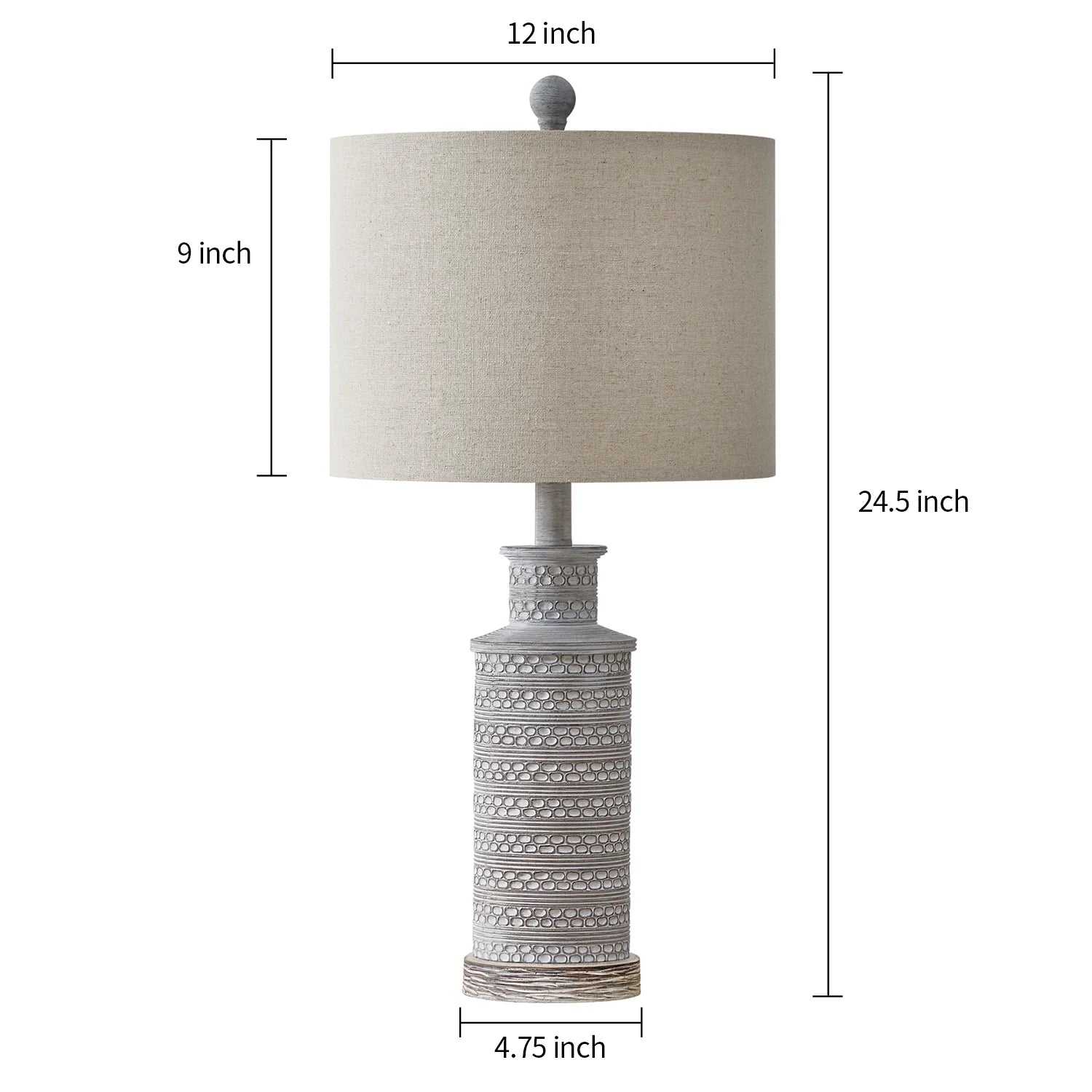 Farmhouse Table Lamps Set of 2 for Living Room Bedroom 24.5" Retro Nightstands Bedside Lamp Sets Resin - Puck's