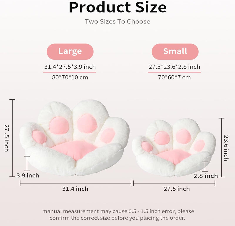 Cat Paw Cushion Kawaii Chair Cushions 31.4 X 27.5 Inch Cute Stuff Seat Pad Comfy Lazy Sofa Office Floor Pillow for Gaming Chairs Room Decor White - Puck's