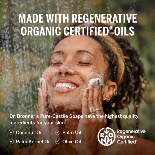 Pure Castile Liquid Soap - Made with Regenerative Organic Certified Oils - 18-In-1 Uses for Face, Body, Hand Gentle on Baby & Sensitive Skin Body Wash Unscented,32Oz - Puck's