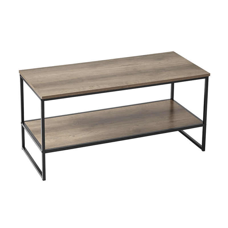 Contemporary 3 Piece Rectangular Particle Board Coffee Table, Rustic Brown - Puck's