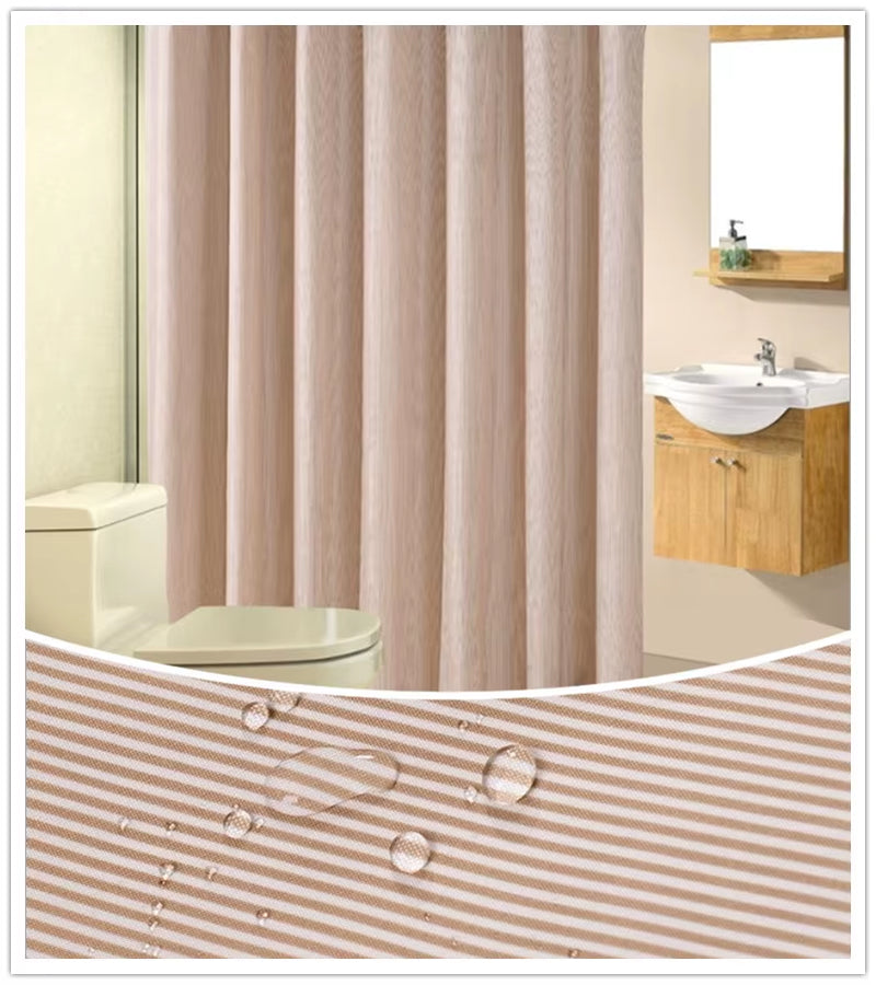 . Bathroom Waterproof Shower Curtain. Beige Pinstripe Shower Curtain. High-Quality Thickening Shower Curtain - Puck's
