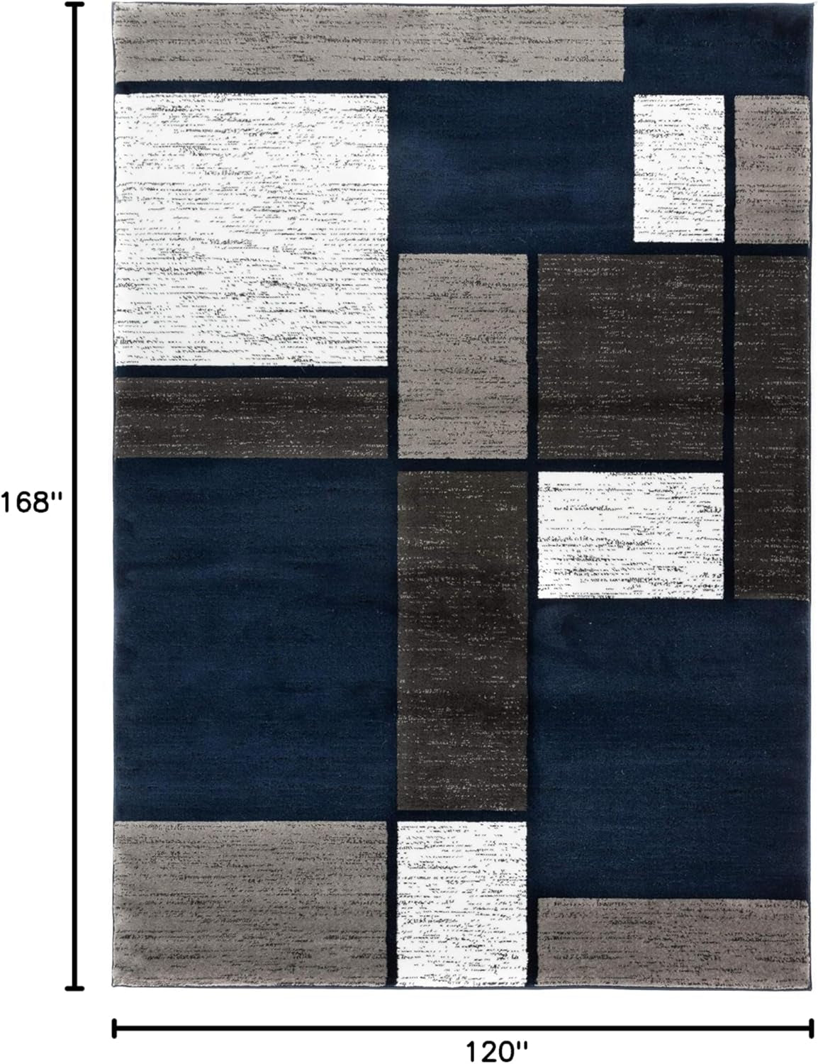 Contemporary Modern Boxes Area Rug 10' X 14' Navy - Puck's