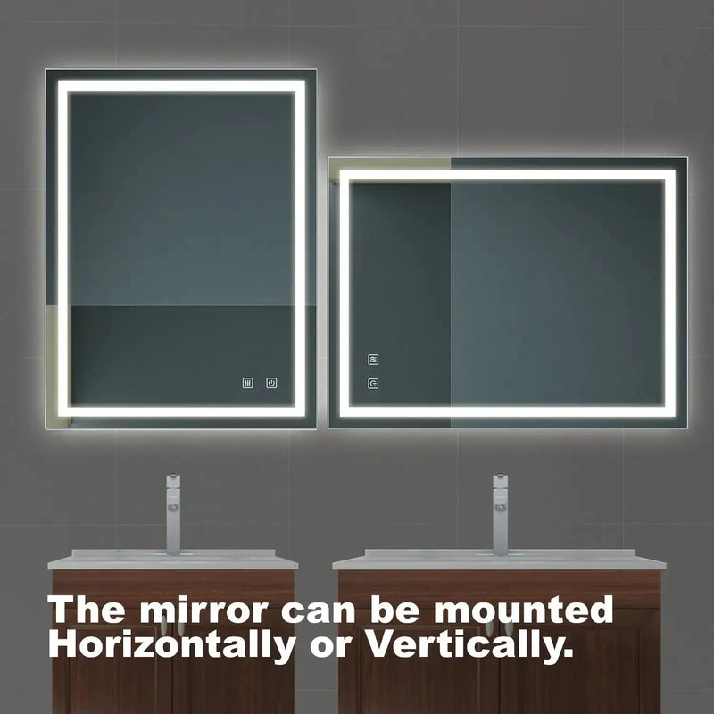 32x24 Inch Bathroom LED Premium Vanity Mirror With Focusing Back Panel, High Lumens, Dimmable Touch, Unavailable Platforms-Welfel - Puck's