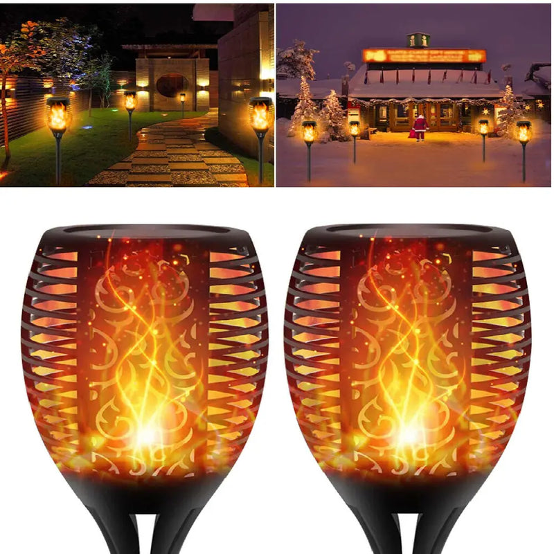 33 Led Outdoor Waterproof Solar Powered Small Torch Flame Lights - Puck's