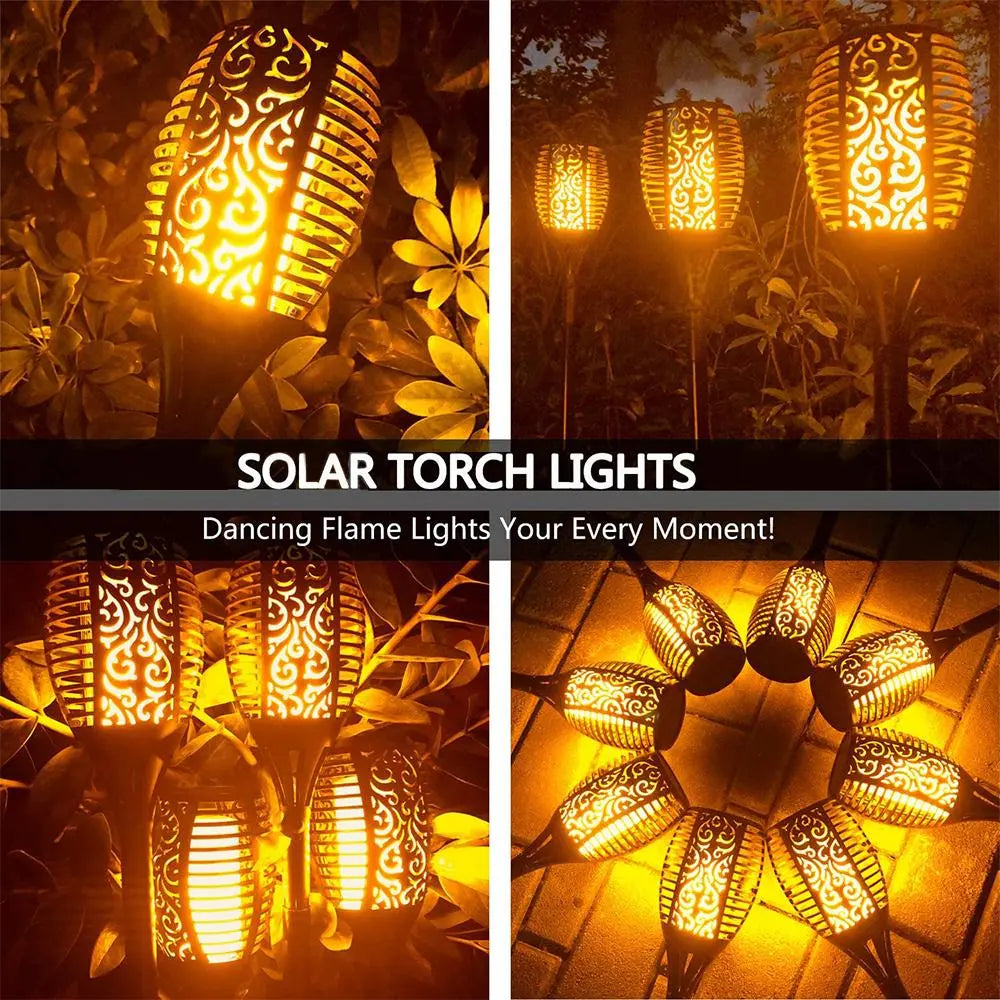 33 Led Outdoor Waterproof Solar Powered Small Torch Flame Lights - Puck's
