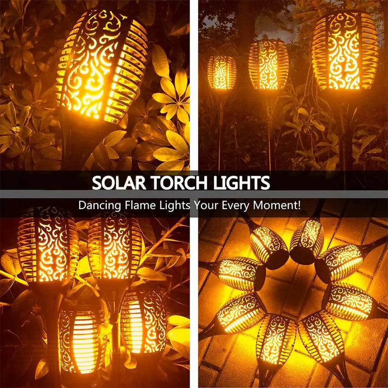 33 Led Outdoor Waterproof Solar Powered Small Torch Flame Lights - Puck's