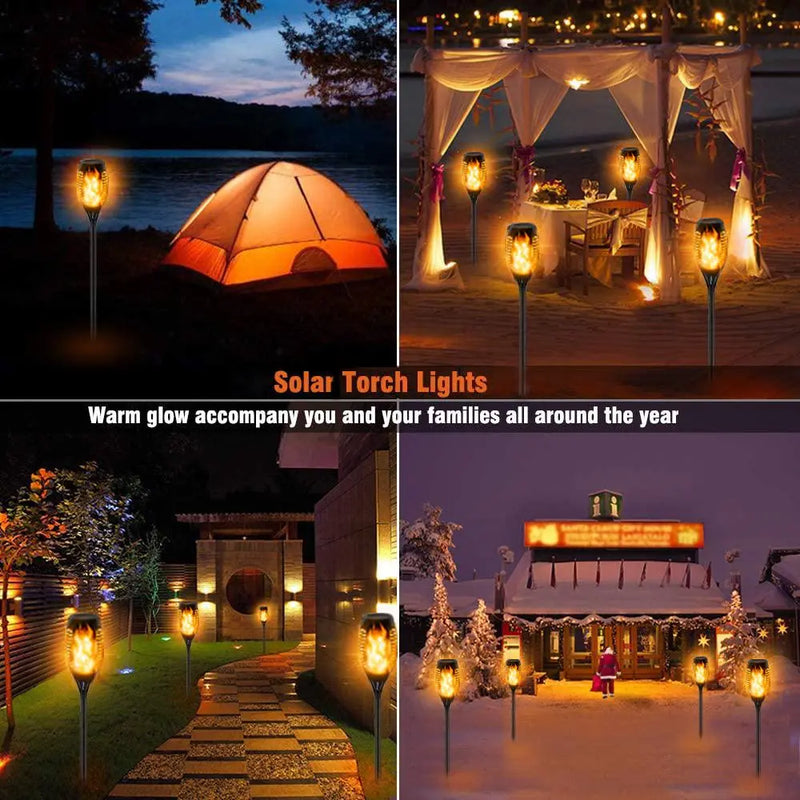 33 Led Outdoor Waterproof Solar Powered Small Torch Flame Lights - Puck's