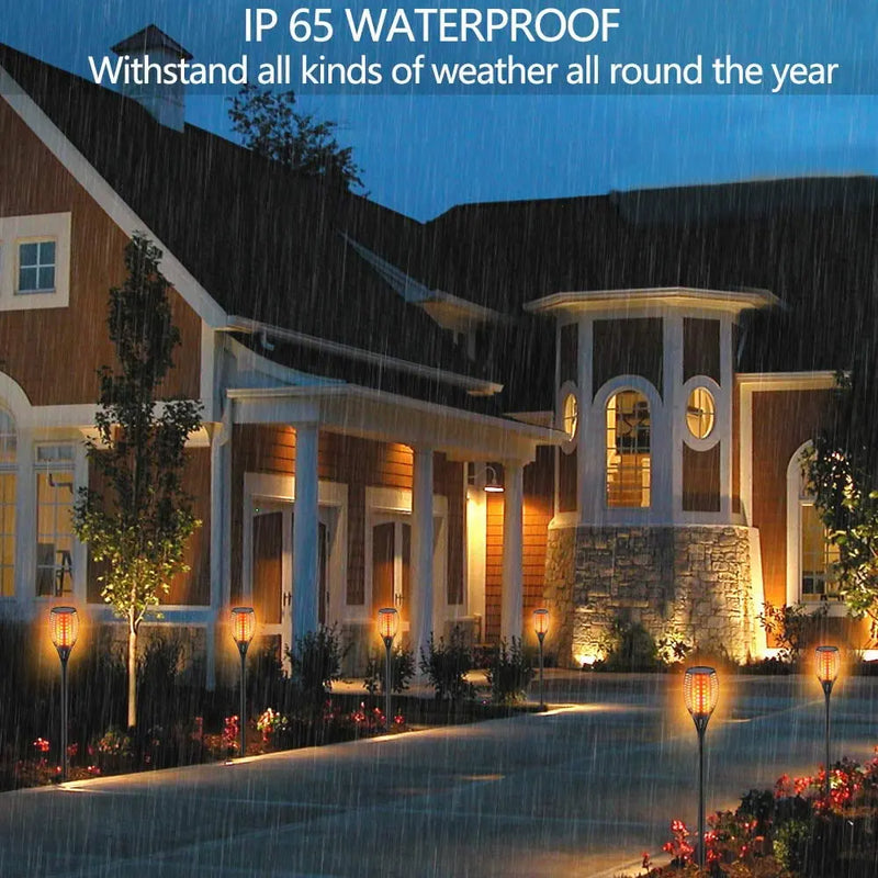 33 Led Outdoor Waterproof Solar Powered Small Torch Flame Lights - Puck's