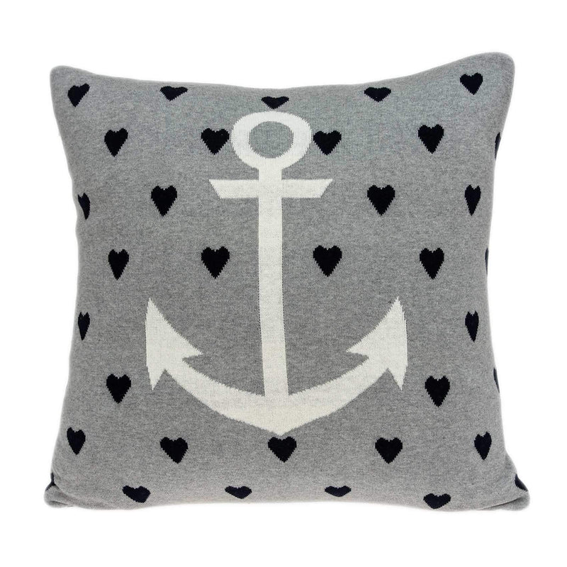 Casual Square Grey Nautical Anchor Accent Pillow - Puck's