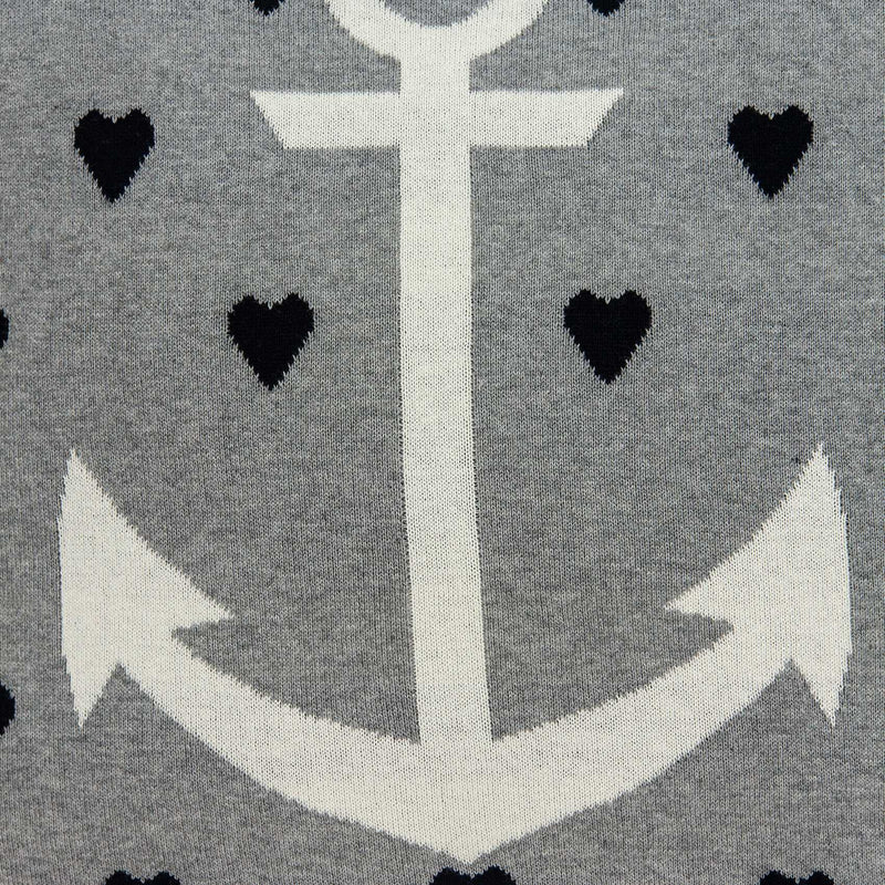 Casual Square Grey Nautical Anchor Accent Pillow - Puck's