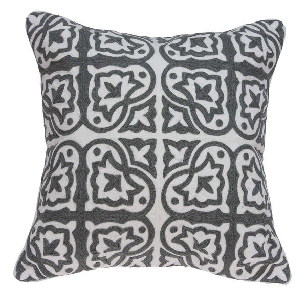20" X 7" X 20" Traditional Gray And White Cotton Pillow Cover With Poly Insert-0