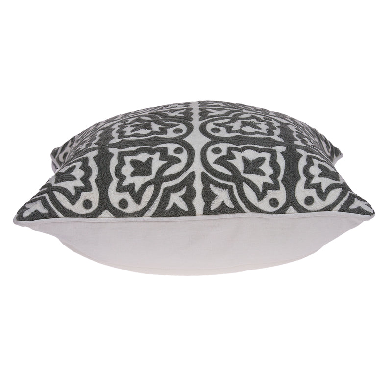 20" X 7" X 20" Traditional Gray And White Cotton Pillow Cover With Poly Insert-2