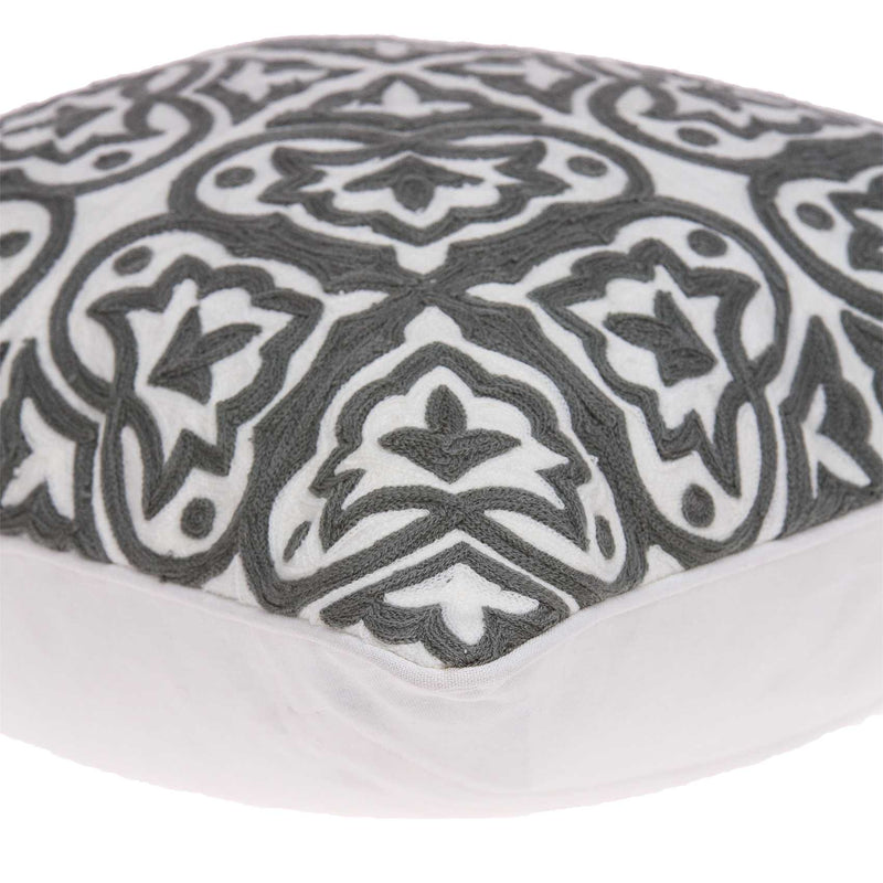20" X 7" X 20" Traditional Gray And White Cotton Pillow Cover With Poly Insert-4