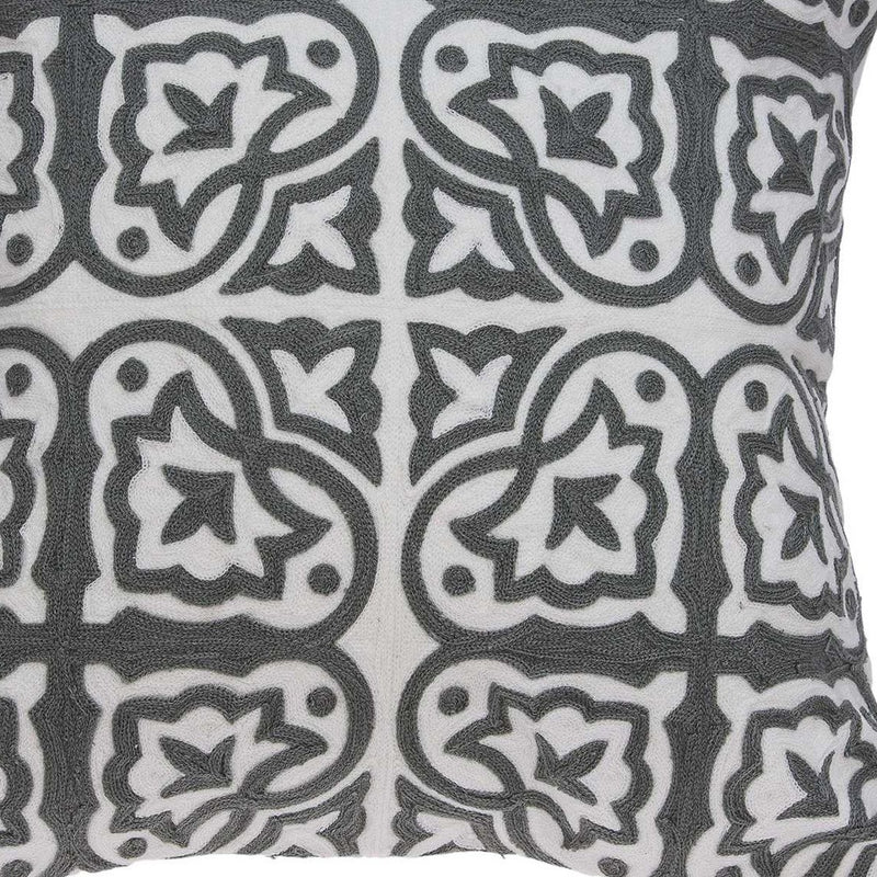 20" X 7" X 20" Traditional Gray And White Cotton Pillow Cover With Poly Insert-5