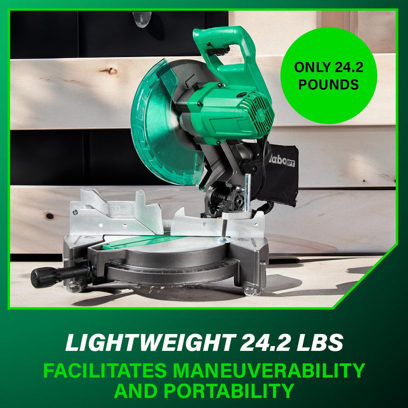10-Inch Compound Miter Saw, 15-Amp Power Saw with Large 10-Inch Table, Precision Miter Angles, Single Bevel 0-45°, 24T TCT Blade, Positive Stops, Lightweight Design, C10FCGS - Puck's