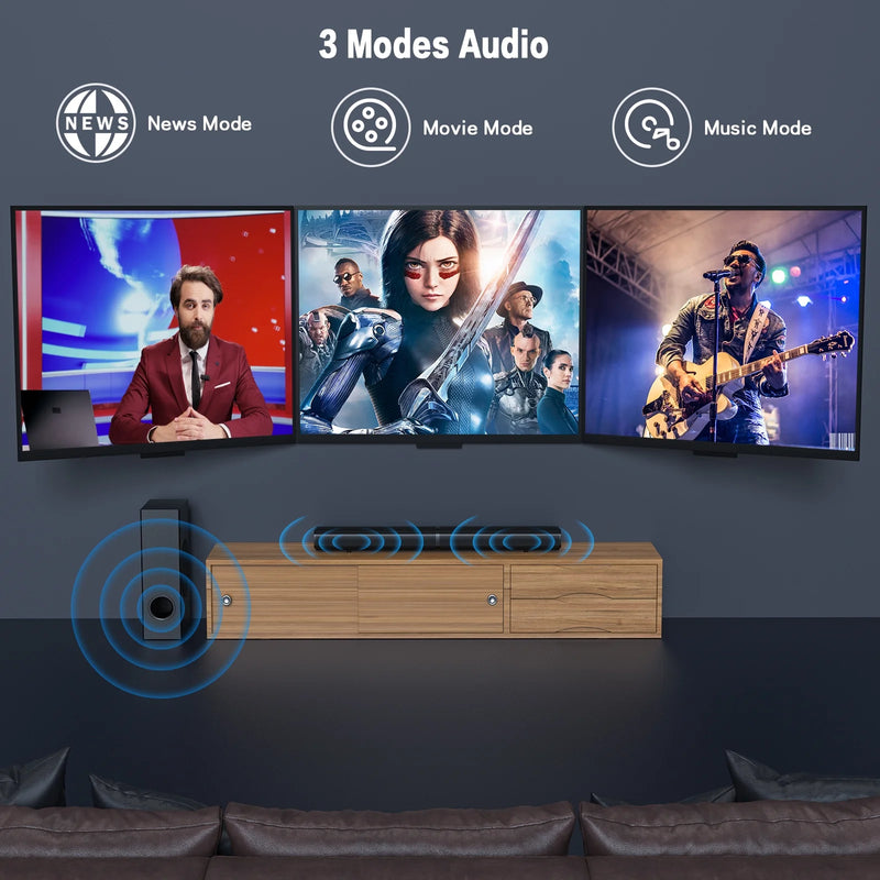 4.1Ch Sound Bar with Subwoofer, 120W Separable Sound Bar for TV with 4 Drivers, Usb/Aux/Coaxial/Optical/Hdmi/Bluetooth Connect, SD01 - Puck's