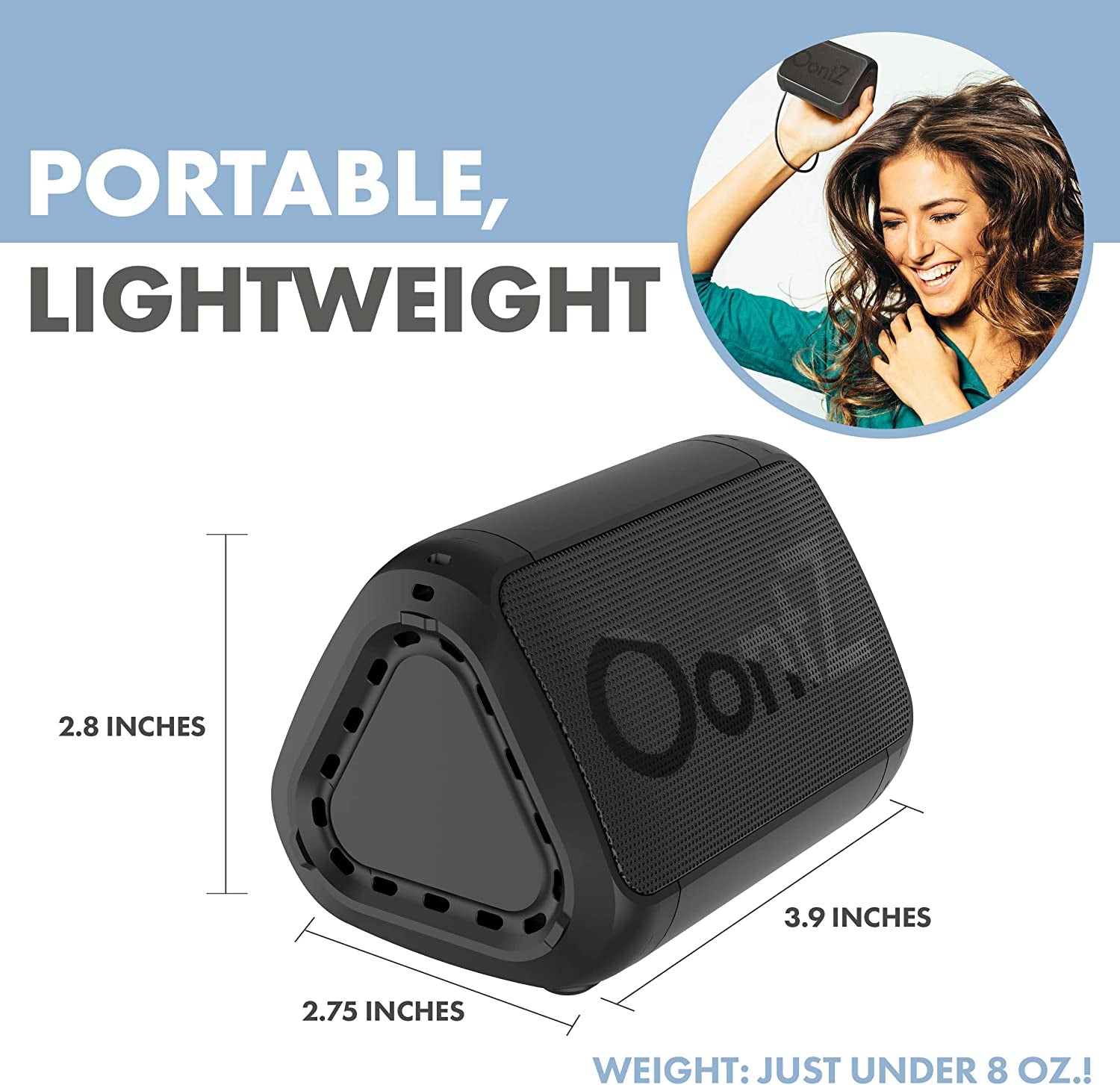 Oontz Solo Bluetooth Portable Speaker, 5 Watts Mini Speaker, up to 100 Unobstructed Feet Wireless Range, 10Hrs Playtime, IPX5 Waterproof Bluetooth Speaker (Black) - Puck's