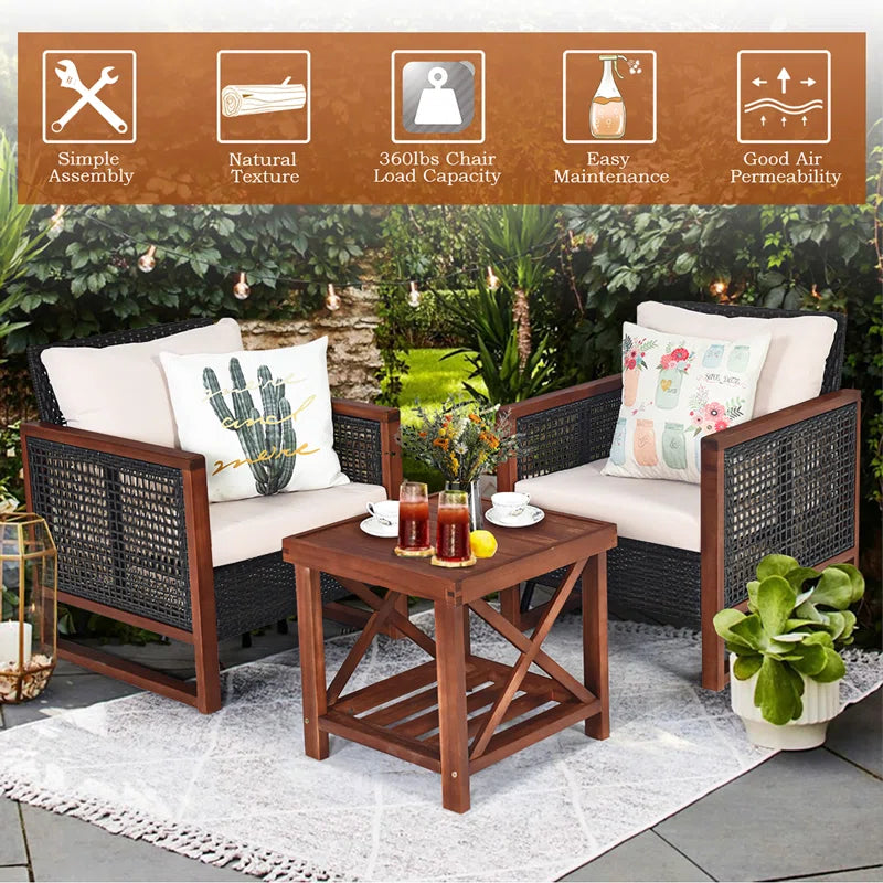 Krawczyk Acacia 2 - Person Patio Conversation Sets with Cushions