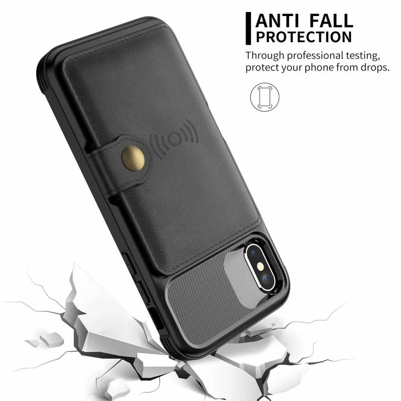 360 Protection Magnetic Leather Wallet Armor Case for iPhone - Puck's