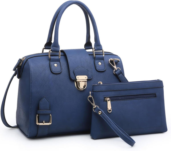 Women Barrel Handbags Fashion Satchel Bags Top Handle Shoulder Purses Vegan Leather Work Tote - Puck's