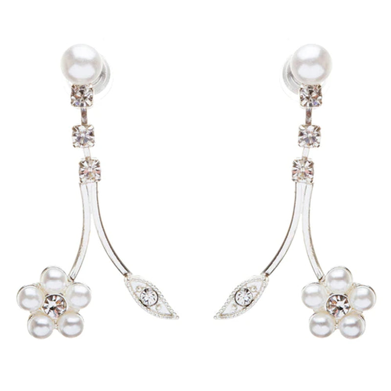 Bridal Wedding Jewelry Set Floral Vine Pearl Rhinestone - Puck's