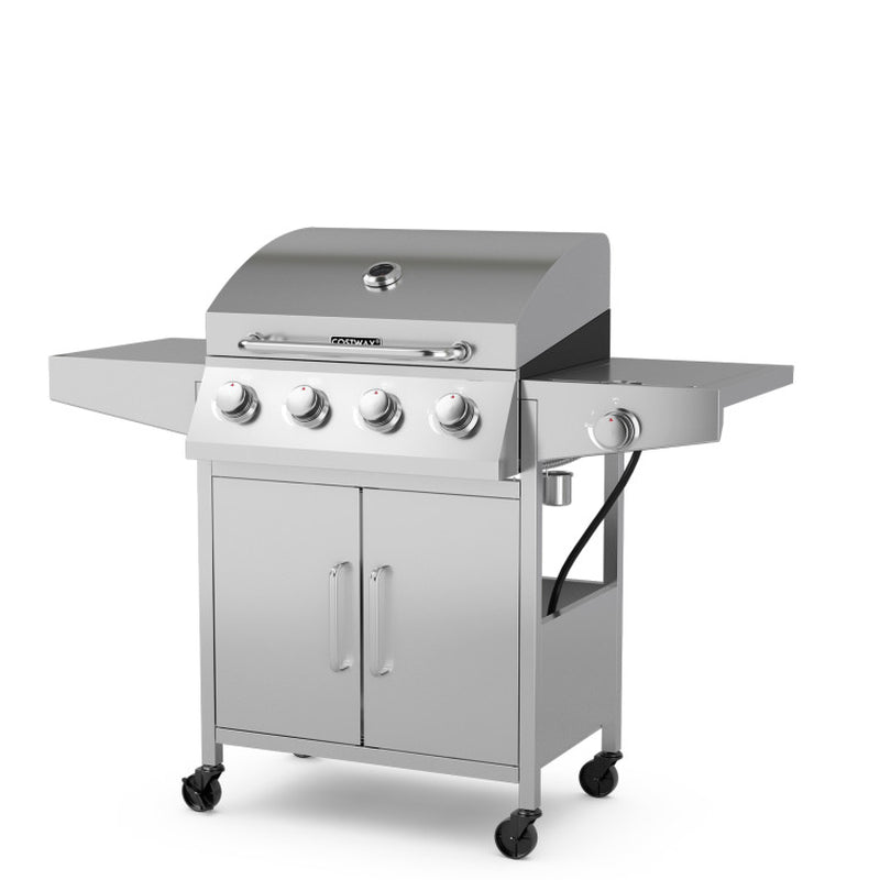 5-Burner Propane Gas Grill with Side Burner and 2 Prep Tables - Puck's