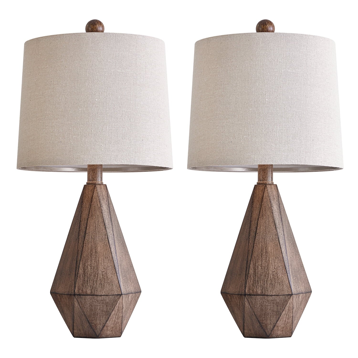 Rustic Retro Table Lamp Set of 2 for Bedroom Living Room 20.25" Farmhouse Nightstand Bedside Lamp Resin - Puck's