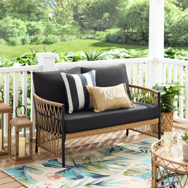 Lilah Outdoor Wicker Loveseat, Black - Puck's