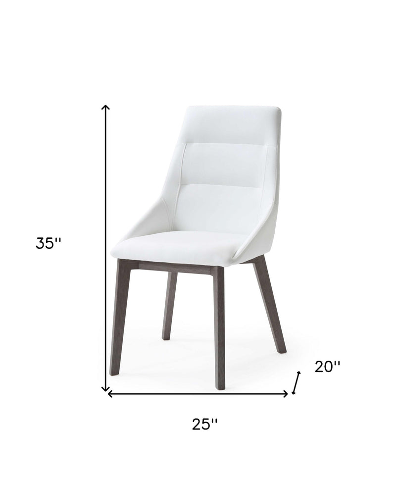 Set of Two White and Gray Upholstered Faux Leather Dining Side Chairs-7