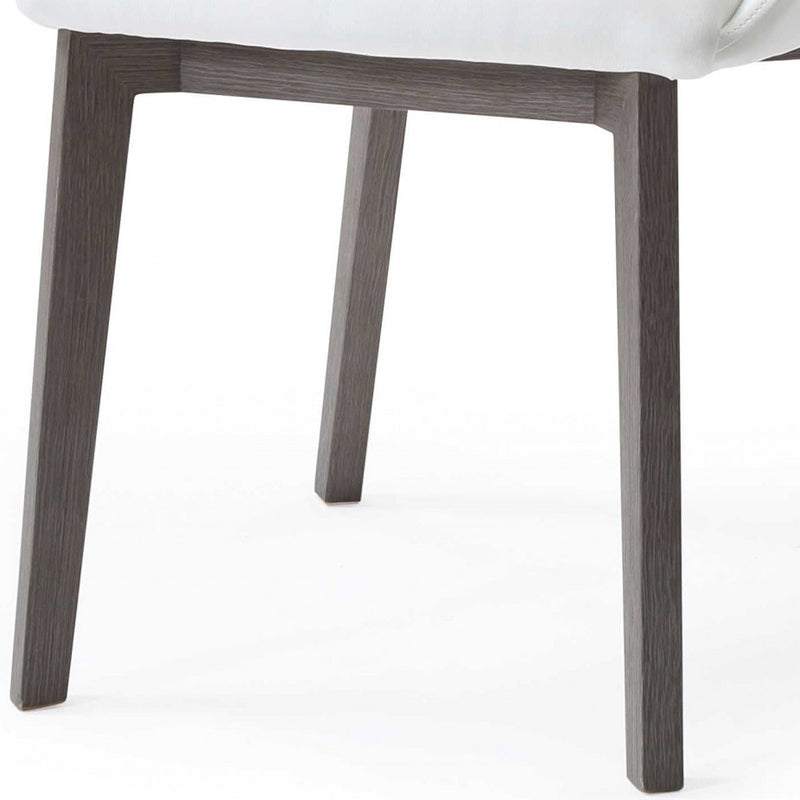 Set of Two White and Gray Upholstered Faux Leather Dining Side Chairs-6