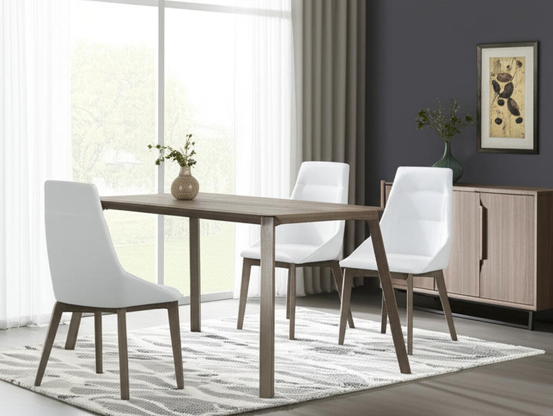 Set of Two White and Gray Upholstered Faux Leather Dining Side Chairs-2