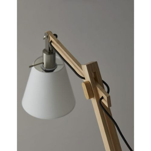 Natural Wood Floor Lamp with Adjustable Hinged Arm - Puck's