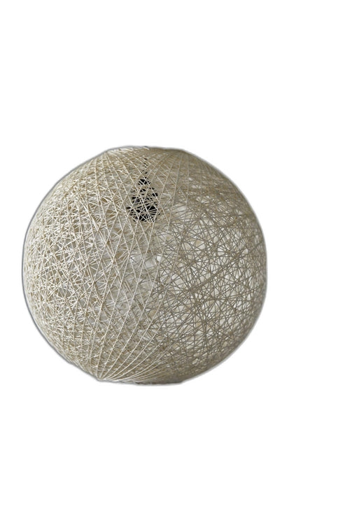 Floor Lamp with Bronze Metal Arc and Groovy Rattan String Ball Shade - Puck's