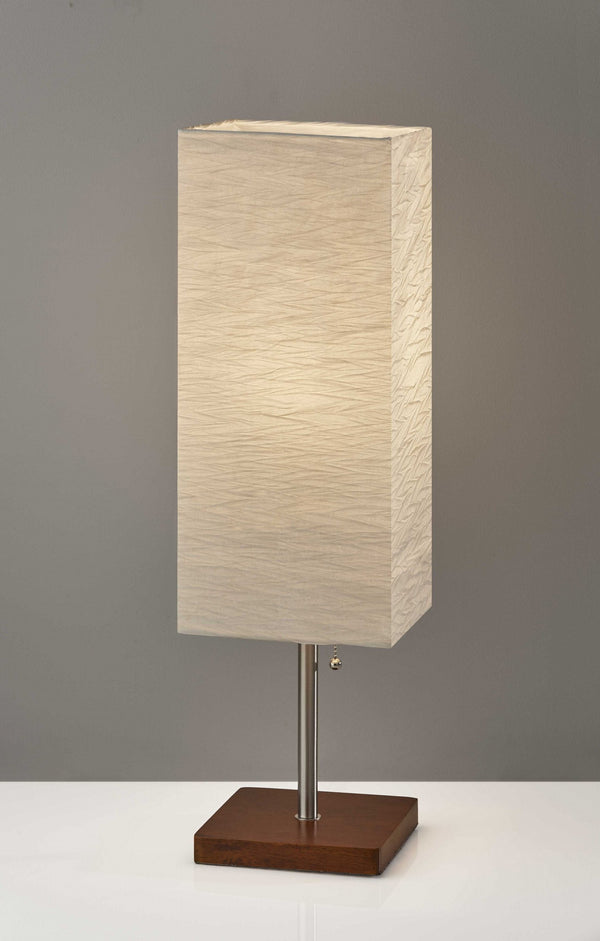 Wildside Paper Shade with Natural Wood Table Lamp - Puck's