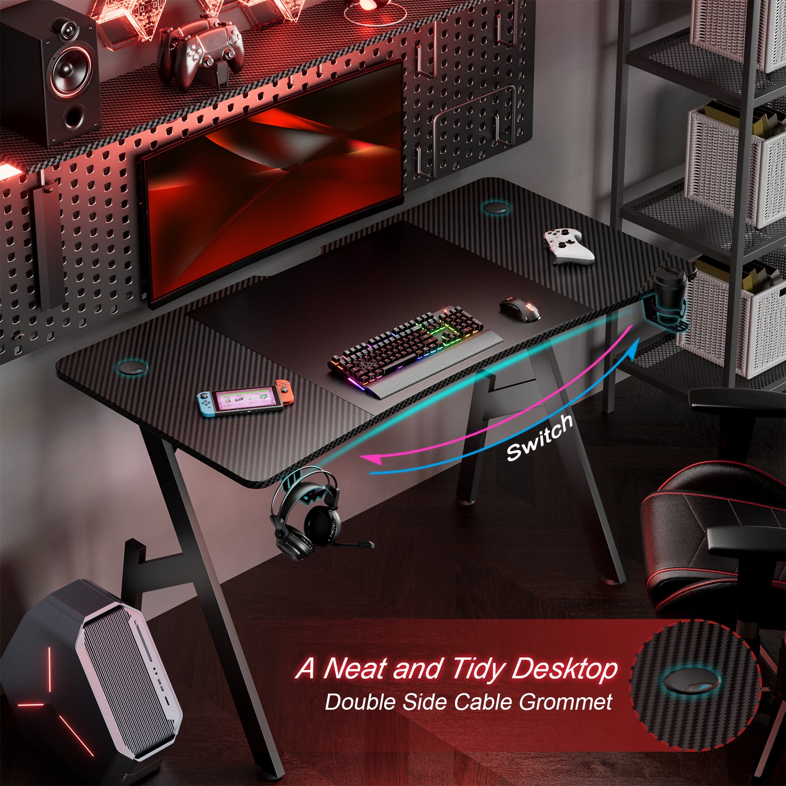 HLDIRECT 32/40/47/55 Inch Gaming Desk Gamer Table Computer Desk PC Workstation - Puck's