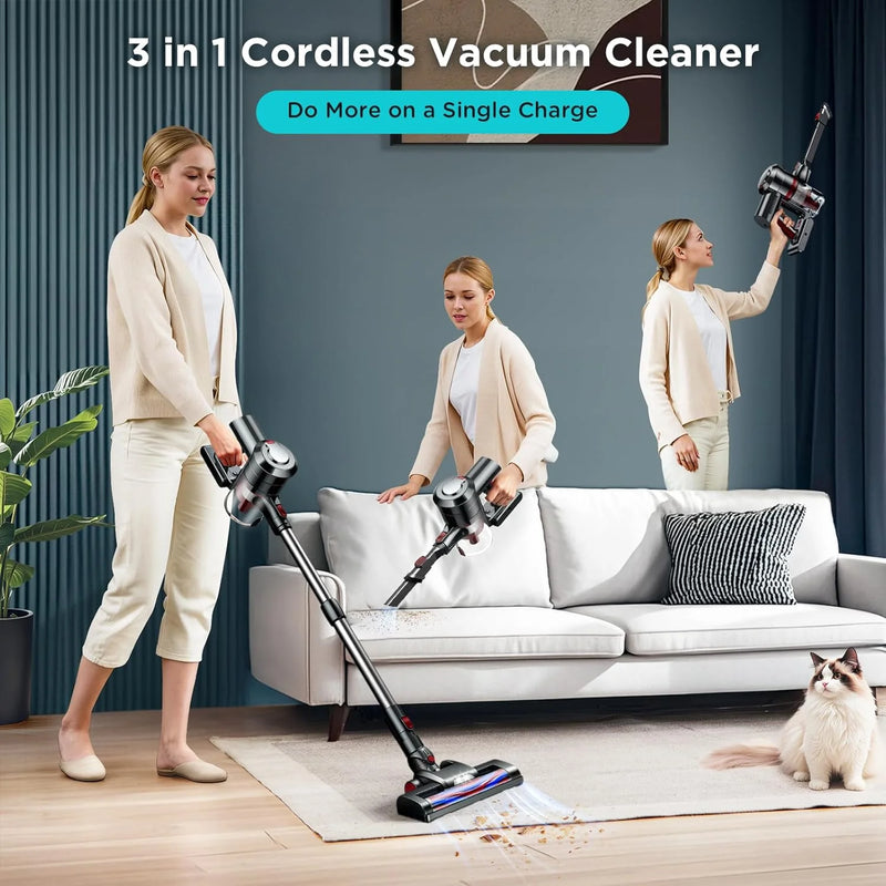 Cordless Vacuum Cleaner, 38000PA/450W 50Min 2500Mah for Home Pet Hair Carpet Wood Floor