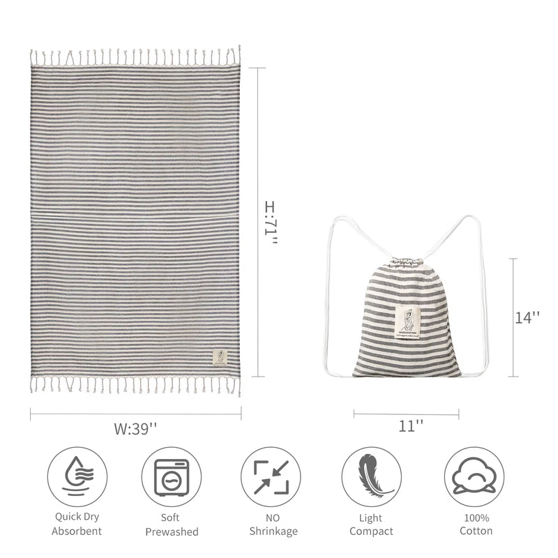 YEUZLICOTTON Hot Sale Luxury Striped Tassel 100% Cotton Sauna Spa Bath Towel for Home 100*180CM Travel Turkish Large Beach Towel - Puck's