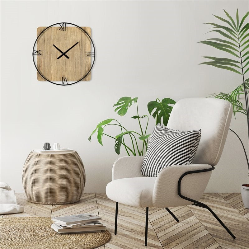 27" Novelty Brown And Black Wood Analog Wall Clock-5