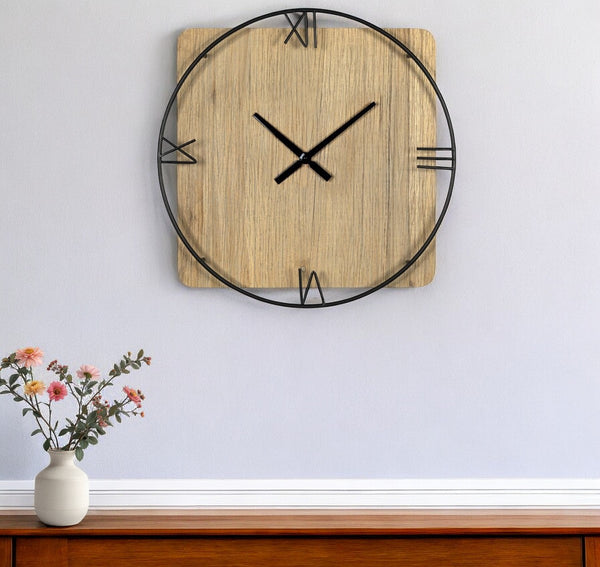 27" Novelty Brown And Black Wood Analog Wall Clock-0