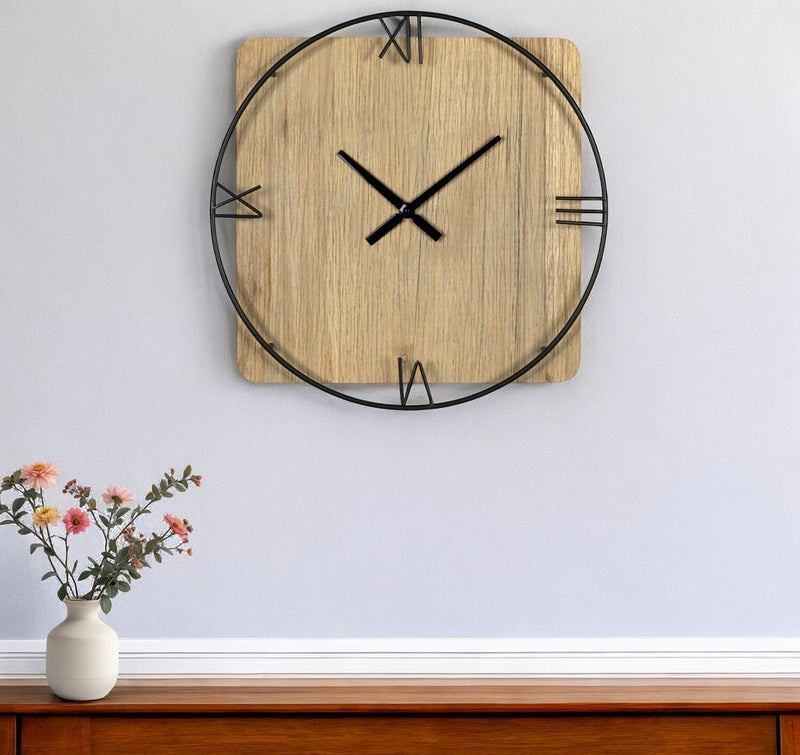 27" Novelty Brown And Black Wood Analog Wall Clock-0