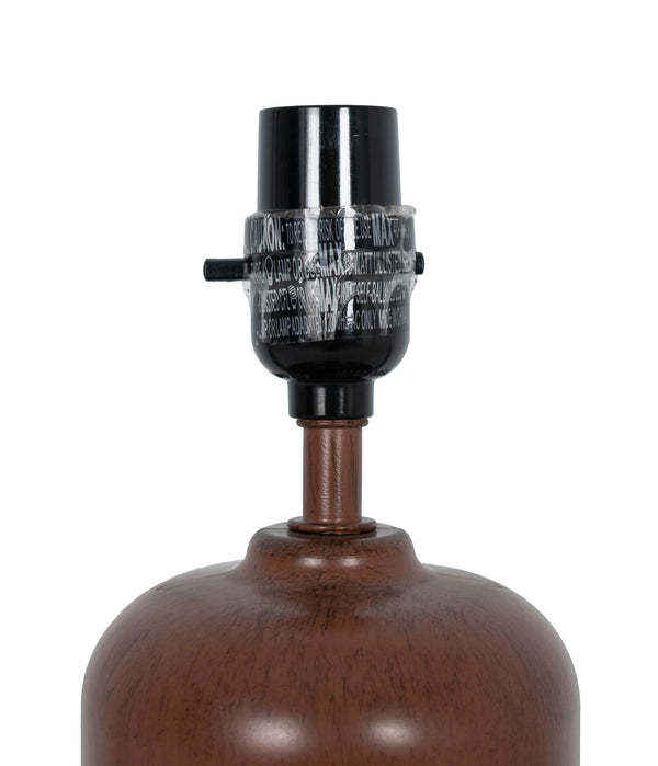 12.75” Traditional Faux Wood Table Lamp with Oatmeal Linen Shade - Puck's