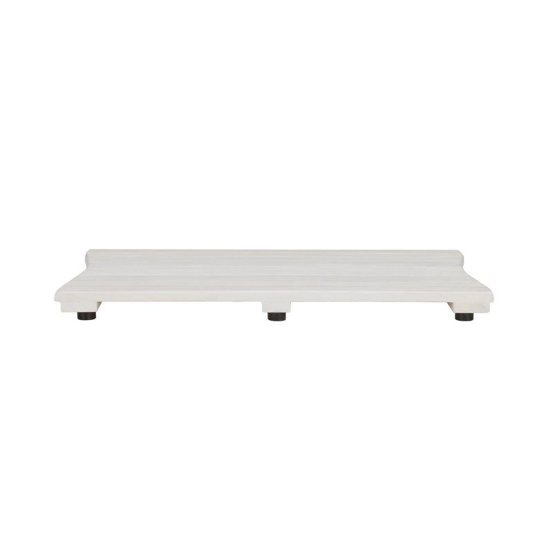 23" White Teak Slat Non Slip Bath Mat-3