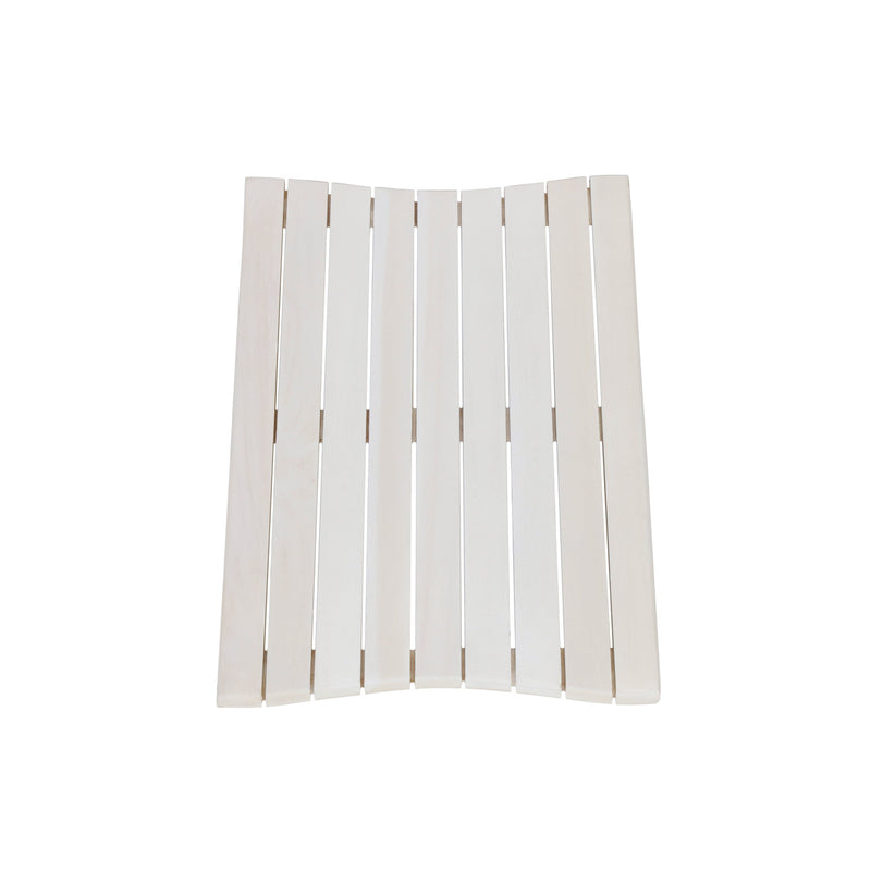 23" White Teak Slat Non Slip Bath Mat-6